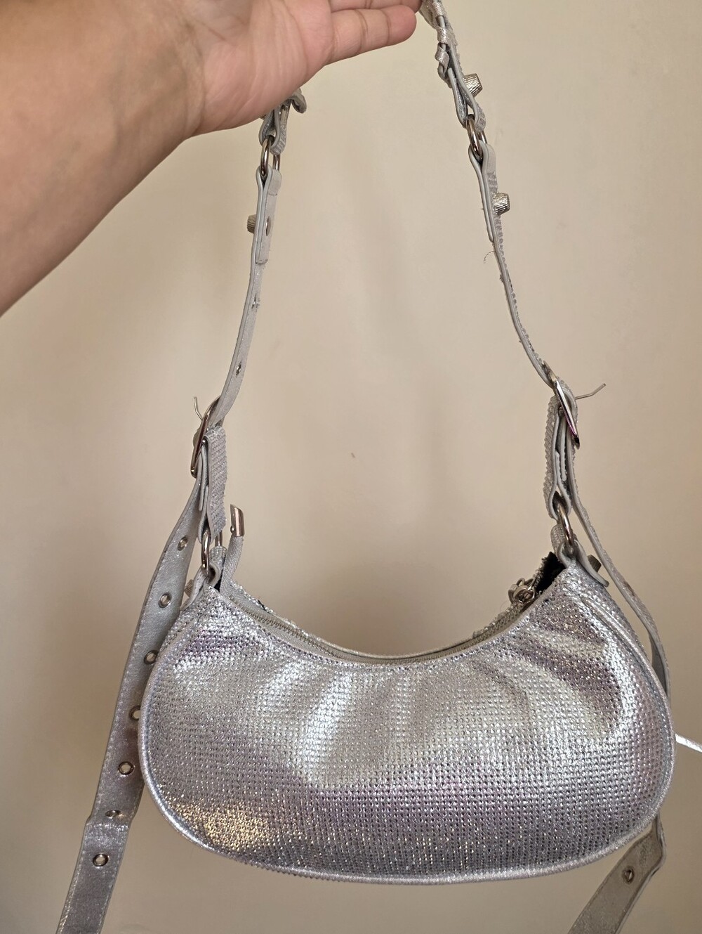 Silver Rhinestone Shoulder Bag - Women - Picture 2 of 2